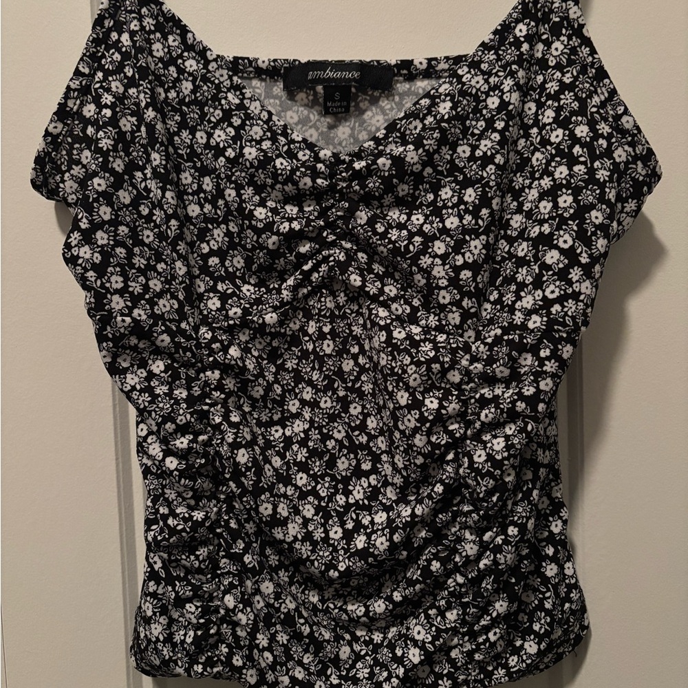 Ambiance Black and White Floral Blouse